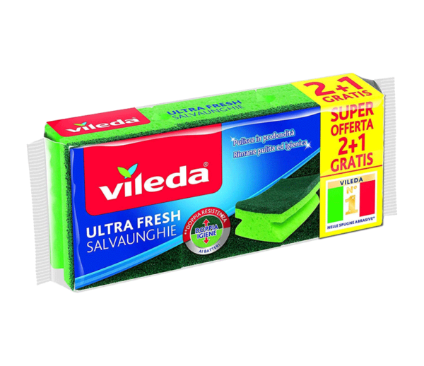 VILEDA SPUGNA ABRASIVA ULTRA FRESH SALVAUNGHIE 3 PEZZI